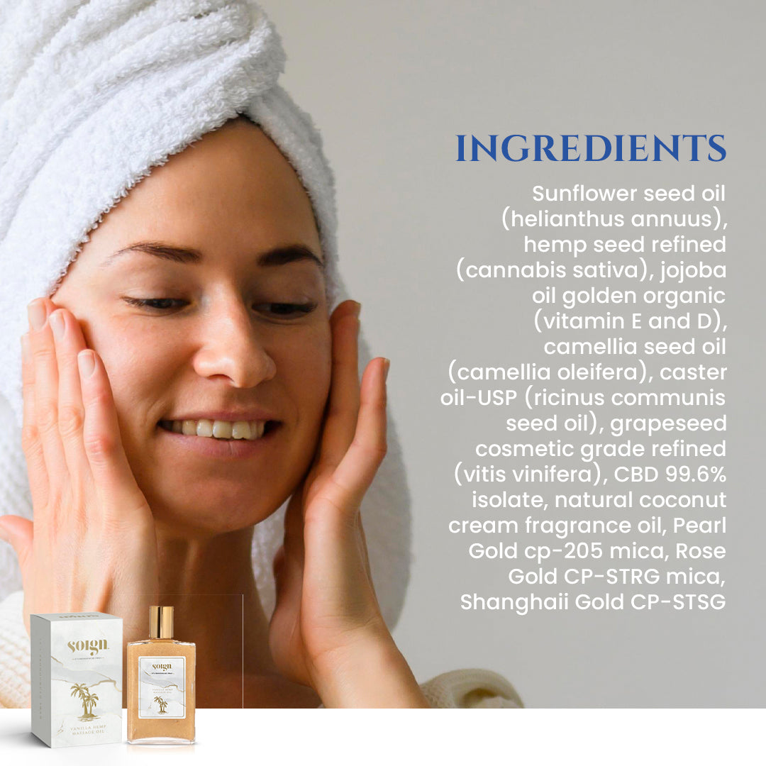 Vanilla Moisturizing CBD Sensual massage Oil for partners comes in 3 sizes multiple scents